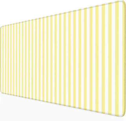 Yellow Striped Desk Mat Cute Pastel XXL Large Gaming Mouse Pad Desk Pad Kawaii Aesthetic Home Office Decor Cozy Keyboard Laptop Computer Mat