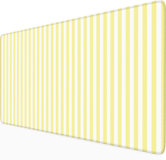 Yellow Striped Desk Mat Cute Pastel XXL Large Gaming Mouse Pad Desk Pad Kawaii Aesthetic Home Office Decor Cozy Keyboard Laptop Computer Mat