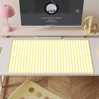 Yellow Striped Desk Mat Cute Pastel XXL Large Gaming Mouse Pad Desk Pad Kawaii Aesthetic Home Office Decor Cozy Keyboard Laptop Computer Mat