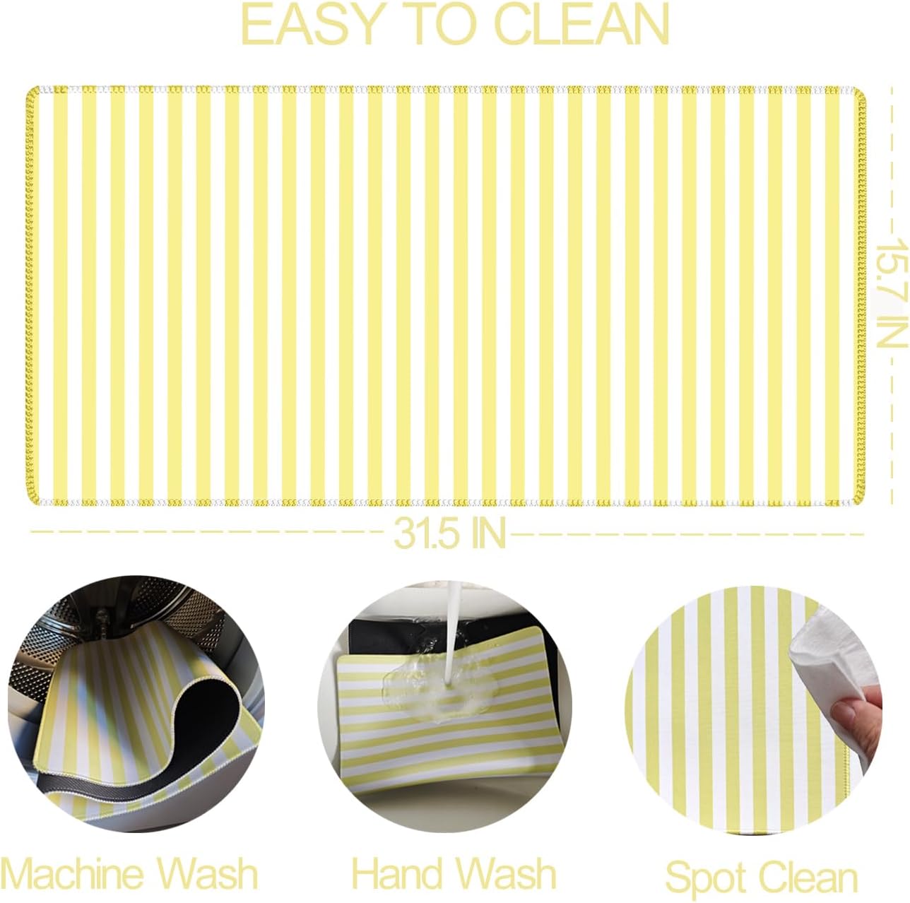 Yellow Striped Desk Mat Cute Pastel XXL Large Gaming Mouse Pad Desk Pad Kawaii Aesthetic Home Office Decor Cozy Keyboard Laptop Computer Mat