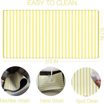 Yellow Striped Desk Mat Cute Pastel XXL Large Gaming Mouse Pad Desk Pad Kawaii Aesthetic Home Office Decor Cozy Keyboard Laptop Computer Mat