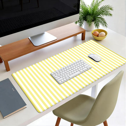 Yellow Striped Desk Mat Cute Pastel XXL Large Gaming Mouse Pad Desk Pad Kawaii Aesthetic Home Office Decor Cozy Keyboard Laptop Computer Mat