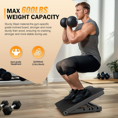 Metal Slant Board Calf Stretcher for Squat, Incline Balance Board | 600lbs Weight Capacity, 5 Adjustable, Non-slip Stretching Equipment for Home Gym or Commercial