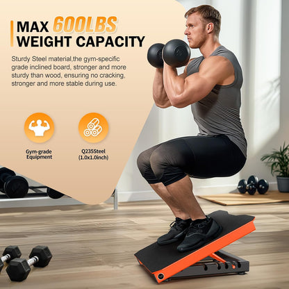 Metal Slant Board Calf Stretcher for Squat, Incline Balance Board | 600lbs Weight Capacity, 5 Adjustable, Non-slip Stretching Equipment for Home Gym or Commercial