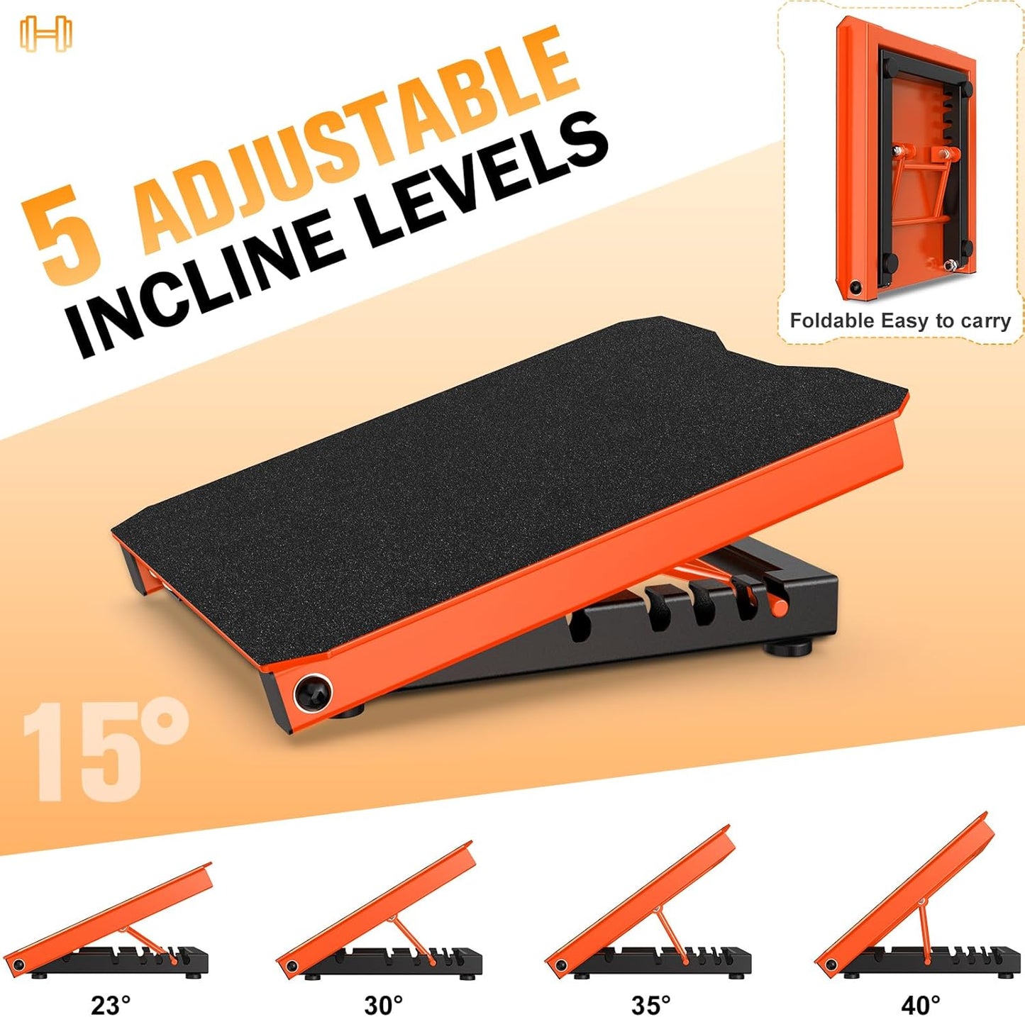 Metal Slant Board Calf Stretcher for Squat, Incline Balance Board | 600lbs Weight Capacity, 5 Adjustable, Non-slip Stretching Equipment for Home Gym or Commercial