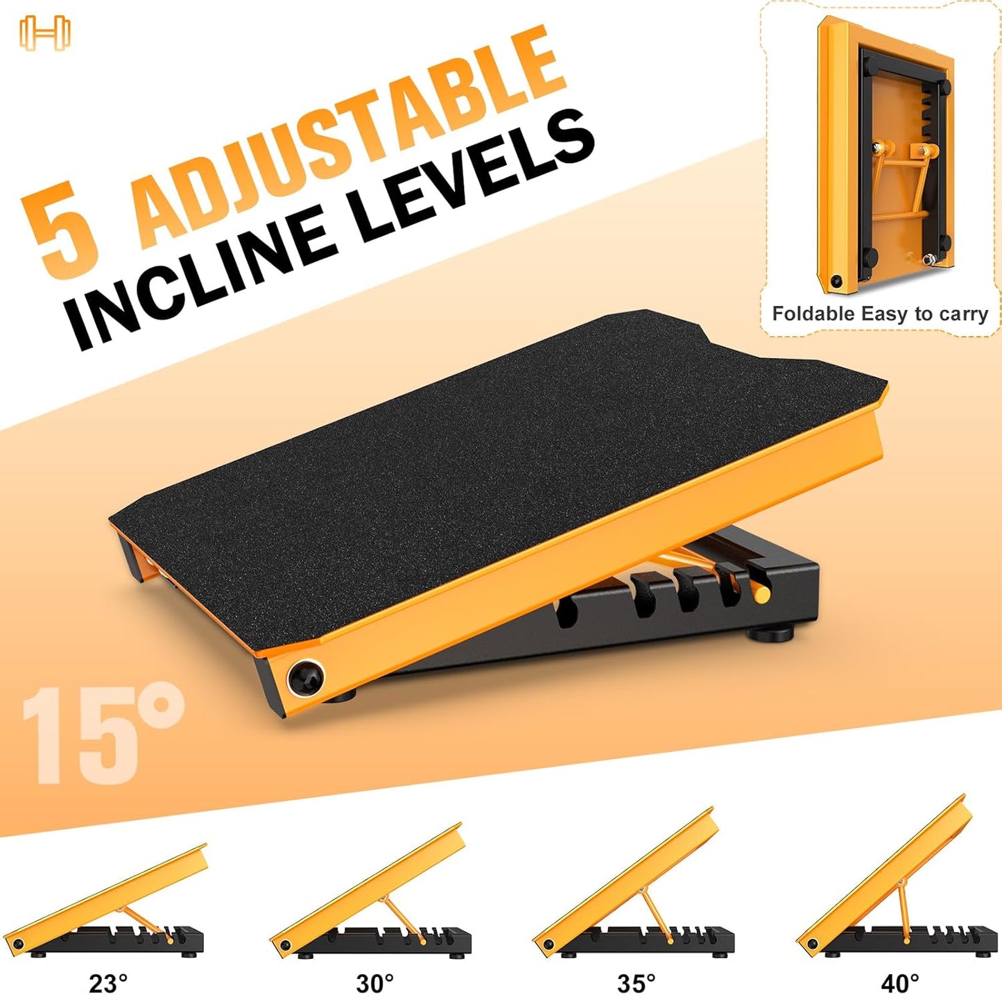 Metal Slant Board Calf Stretcher for Squat, Incline Balance Board | 600lbs Weight Capacity, 5 Adjustable, Non-slip Stretching Equipment for Home Gym or Commercial