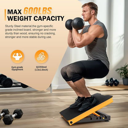 Metal Slant Board Calf Stretcher for Squat, Incline Balance Board | 600lbs Weight Capacity, 5 Adjustable, Non-slip Stretching Equipment for Home Gym or Commercial