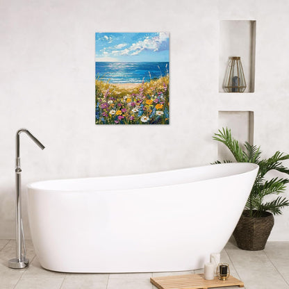 Rustic Yellow Floral Wall Art for Bathroom, Yellow and Gray Flower Butterfly on Rustic Wood Canvas Wall Art Country Wildflower pictures for Living Room Bedroom Wall Decor,16L X 12W inches
