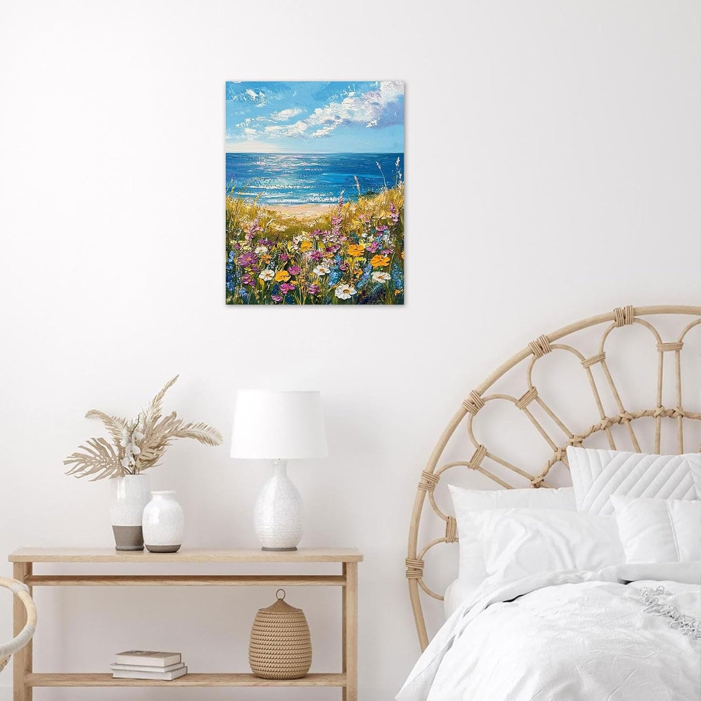 Rustic Yellow Floral Wall Art for Bathroom, Yellow and Gray Flower Butterfly on Rustic Wood Canvas Wall Art Country Wildflower pictures for Living Room Bedroom Wall Decor,16L X 12W inches