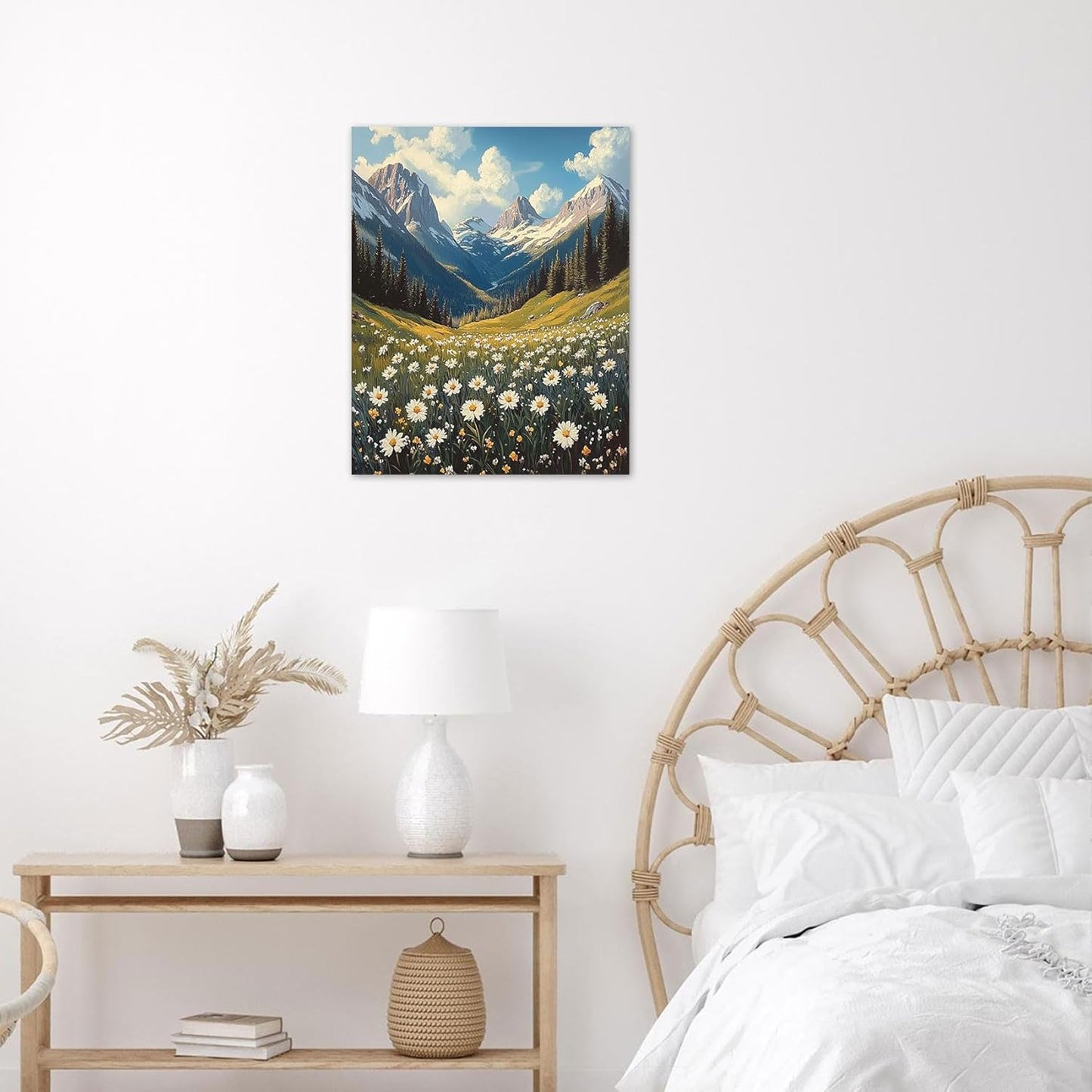 Rustic Yellow Floral Wall Art for Bathroom, Yellow and Gray Flower Butterfly on Rustic Wood Canvas Wall Art Country Wildflower pictures for Living Room Bedroom Wall Decor,16L X 12W inches