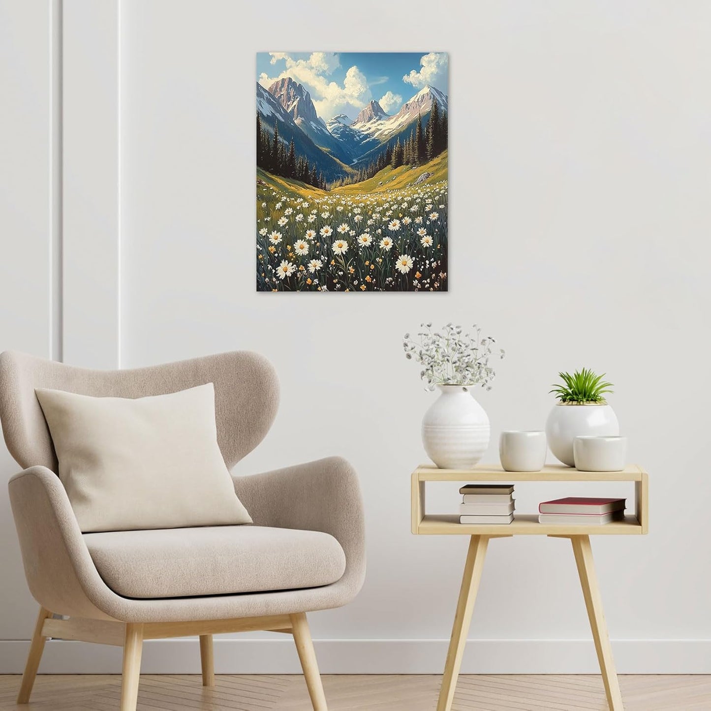 Rustic Yellow Floral Wall Art for Bathroom, Yellow and Gray Flower Butterfly on Rustic Wood Canvas Wall Art Country Wildflower pictures for Living Room Bedroom Wall Decor,16L X 12W inches