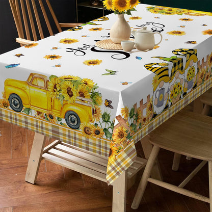 Summer Tablecloth 60x84 Inch, Rectangle Sunflower Tablecloths | You are My Sunshine, Gnomes, Truck, Summer Yellow Sunflower Decor, Floral Table Cloth, Home Party Dinner Decorations