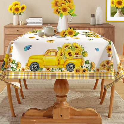 Summer Tablecloth 60x84 Inch, Rectangle Sunflower Tablecloths | You are My Sunshine, Gnomes, Truck, Summer Yellow Sunflower Decor, Floral Table Cloth, Home Party Dinner Decorations