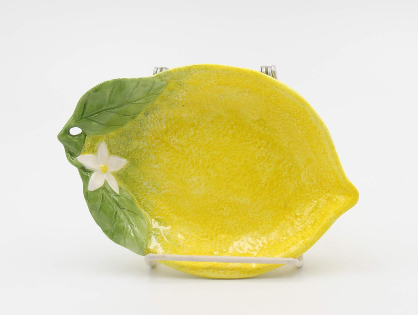 Fine Ceramic Lemon Hill Lemon with White Lemon Flower Design Candy Dish Set of 2 (2 pcs Set), 6-7/8"