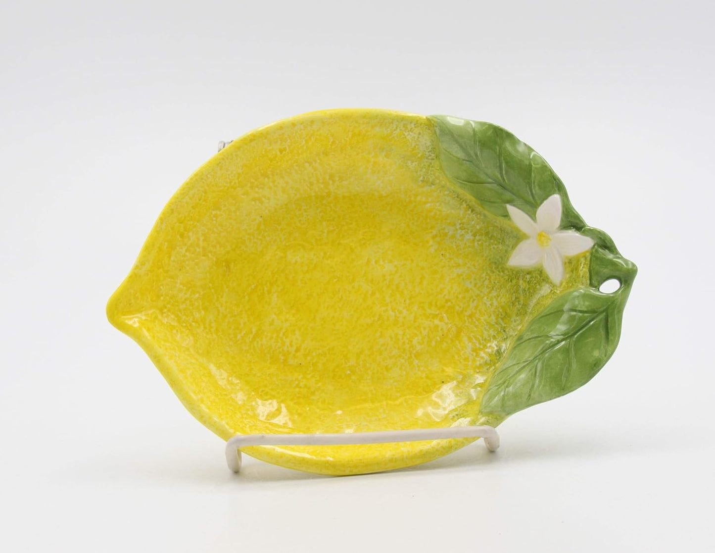 Fine Ceramic Lemon Hill Lemon with White Lemon Flower Design Candy Dish Set of 2 (2 pcs Set), 6-7/8"