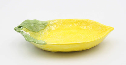 Fine Ceramic Lemon Hill Lemon with White Lemon Flower Design Candy Dish Set of 2 (2 pcs Set), 6-7/8"