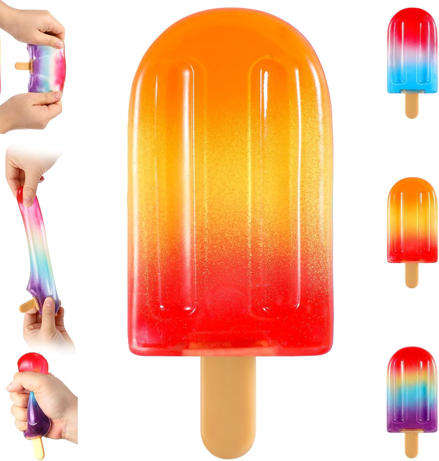 Ice Cream Squeeze Squishy (Yellow Purple Blue) | Slow Rising Sensory Travel Squishies for Stress Relief Anxiety, Party Favors Birthday Gift for Kids Adults
