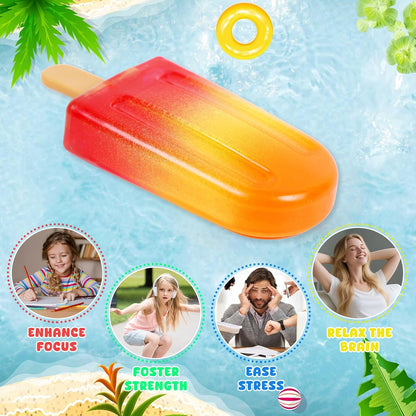 Ice Cream Squeeze Squishy (Yellow Purple Blue) | Slow Rising Sensory Travel Squishies for Stress Relief Anxiety, Party Favors Birthday Gift for Kids Adults