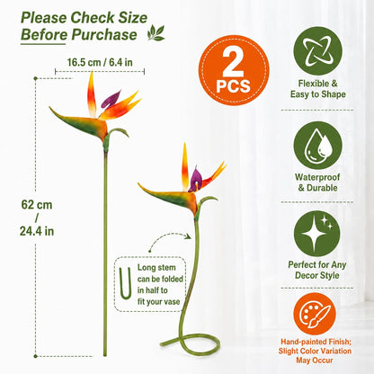 Bird of Paradise Artificial Plant - Tropical Flowers Artificial | 2 PCS 24 Inch UV Resistant Outdoor Plant Decor, Birds of Paradise Flowers for Hawaiian Party, Patio, Home Decoration, Yellow