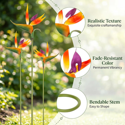 Bird of Paradise Artificial Plant - Tropical Flowers Artificial | 2 PCS 24 Inch UV Resistant Outdoor Plant Decor, Birds of Paradise Flowers for Hawaiian Party, Patio, Home Decoration, Yellow