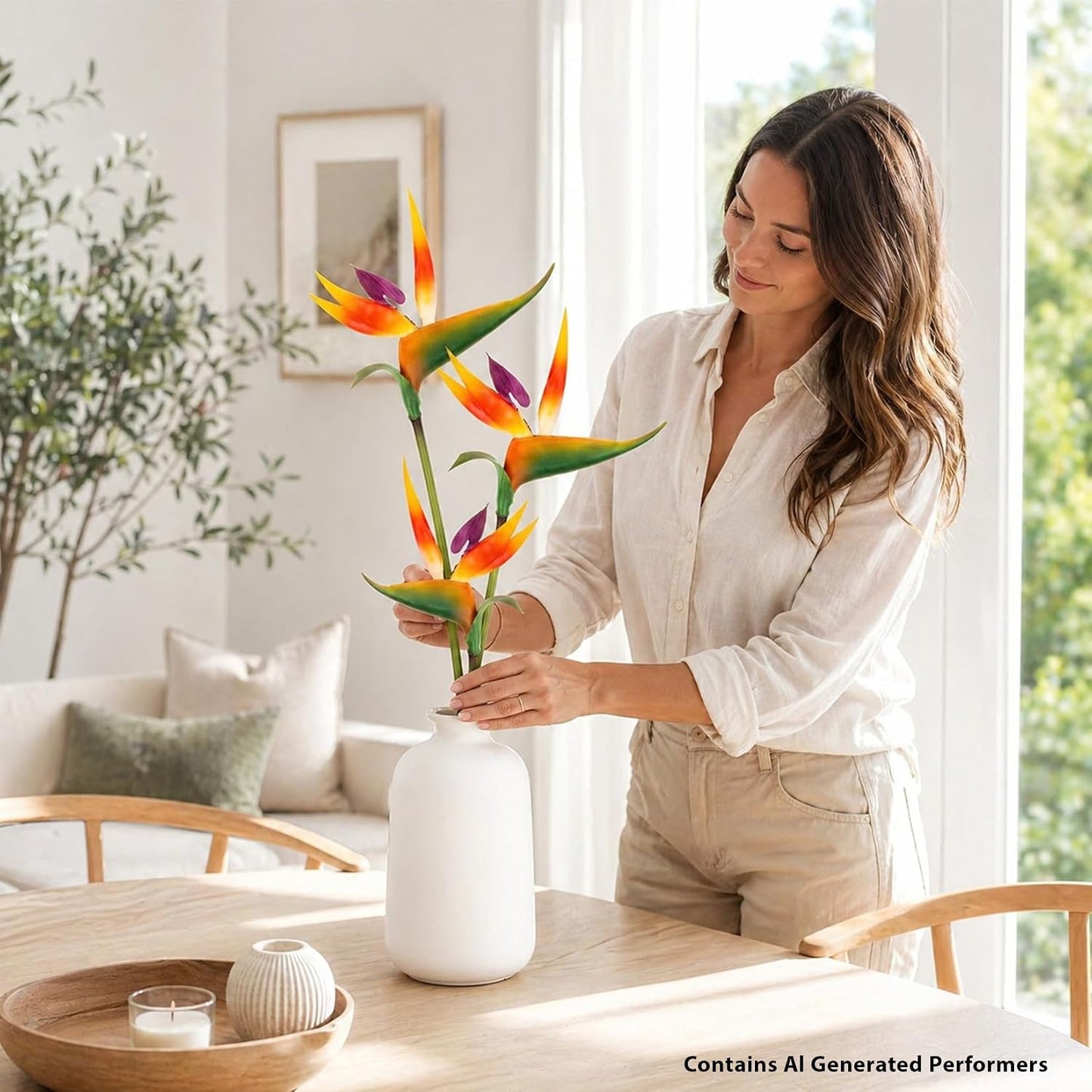 Bird of Paradise Artificial Plant - Tropical Flowers Artificial | 2 PCS 24 Inch UV Resistant Outdoor Plant Decor, Birds of Paradise Flowers for Hawaiian Party, Patio, Home Decoration, Yellow