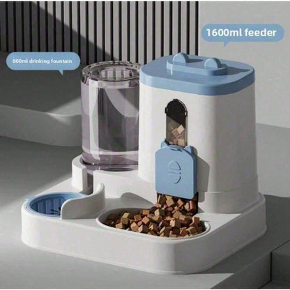 Dual Bowl Feeder and Water Dispenser for Pets – Automatic 2-in-1 Design with Large Capacity Food & Water Containers for Cats & Dogs, Gravity-Fed, Leak-Proof, Non-Slip Base, Easy Refill (Yellow)