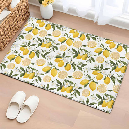 Summer Lemon Entryway Rug 2'x3', Hand Painted Lemon Small Area Rug Non-Slip Front Door Mat Washable Floor Carpet for Indoor Entrance Kitchen Bathroom