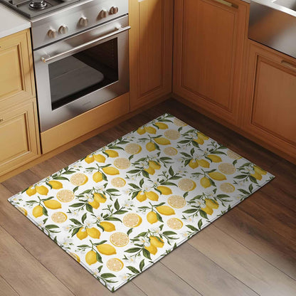 Summer Lemon Entryway Rug 2'x3', Hand Painted Lemon Small Area Rug Non-Slip Front Door Mat Washable Floor Carpet for Indoor Entrance Kitchen Bathroom