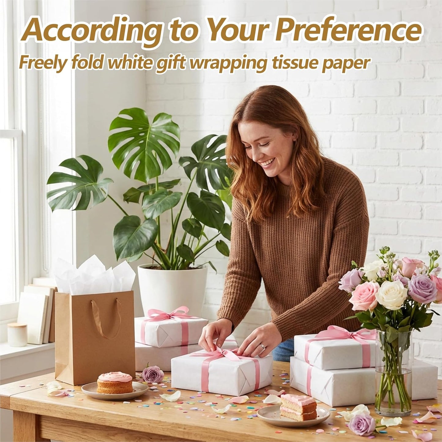 100 Sheets White Tissue Paper 20"X14" Tissue Paper for Gift Bags, Gift Wrapping Tissue, Christmas Tissue Paper Anniversary Holiday Decoration Arts Craft