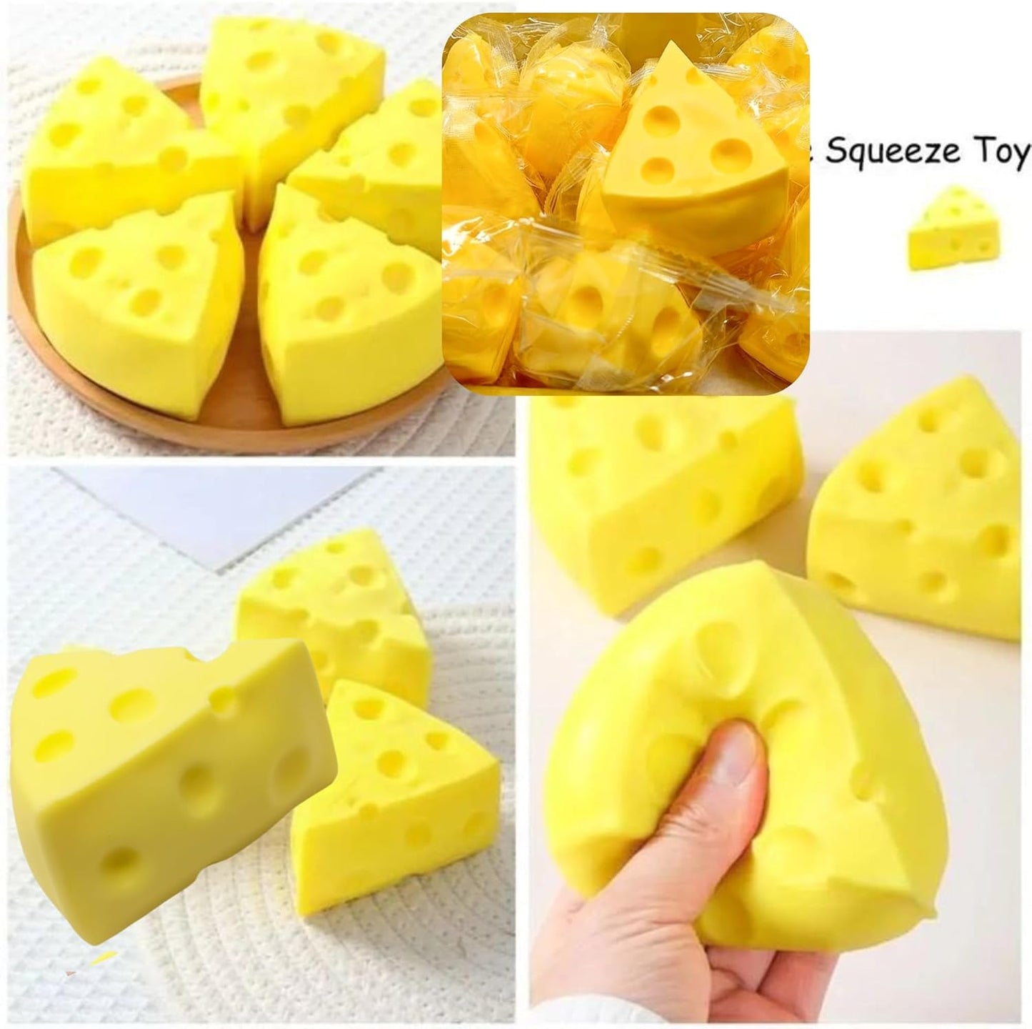 1 Pc Cheese Squishy – Squishy Cheese Triangle, Yellow Squeeze Toy for Stress Relief, Sensory Fidget Gift for Stressesd Peoples & Adults (2.76 in)