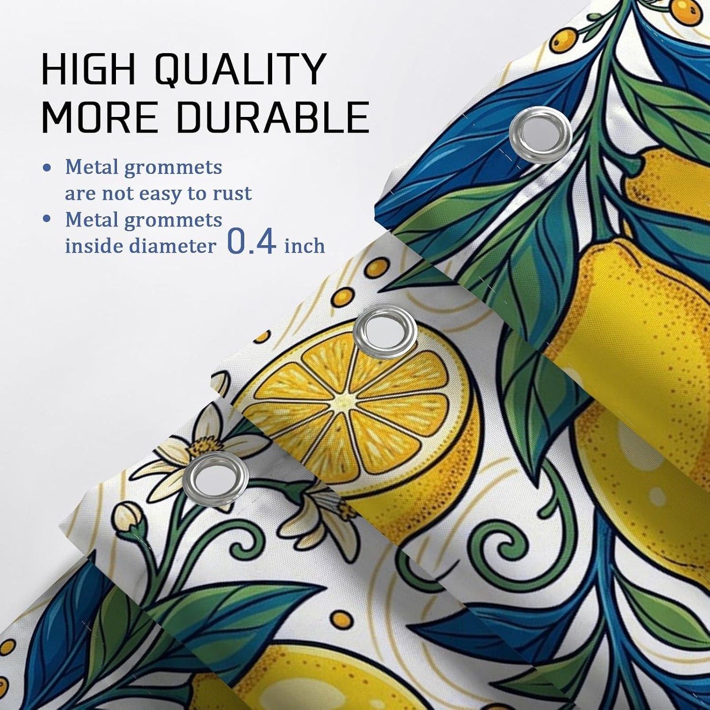 Lemon Shower Curtain Sets, Summer Tropical Leaf Flower Summer Yellow Waterproof Fabric Bathroom Set with Print Cloth Curtains and Rugs for Bath Bathtub Apartment Decor 72x72 Inch