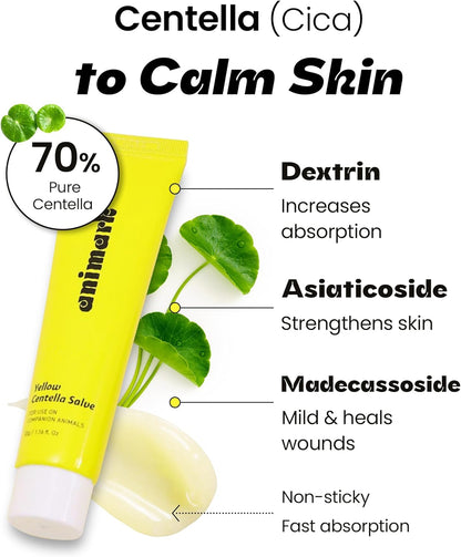 Yellow Centella Salve – Hot Spot & Wound Care Ointment for Dogs, Cats & Small Animals – Lick-Safe, Fast-Acting, Steroid-Free, Natural Healing Balm for Cracked Paws & Skin Irritation, 0.24 oz
