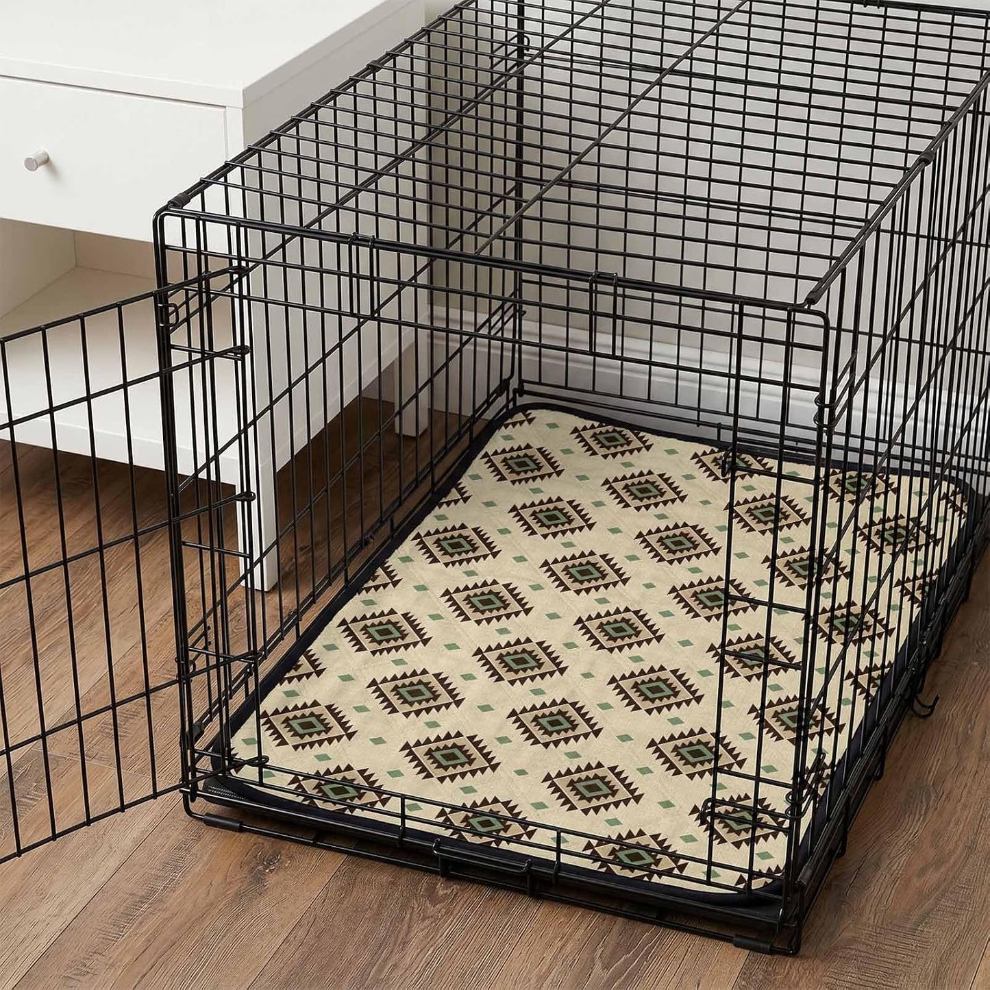 Boho Cat Litter Mat 24x18, Bohemian Southwestern Tiles Texture Yellow Kitty Litter Box mat for Cat Machine Washable Easy Clean Soft Non-Slip Pet Food Mats for Floor Rug