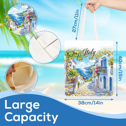 Sitsink Travel Souvenirs Gifts Tote Bags Spain Greece Italy Lemon Bulk Reusable Tote Bag 4 Pcs