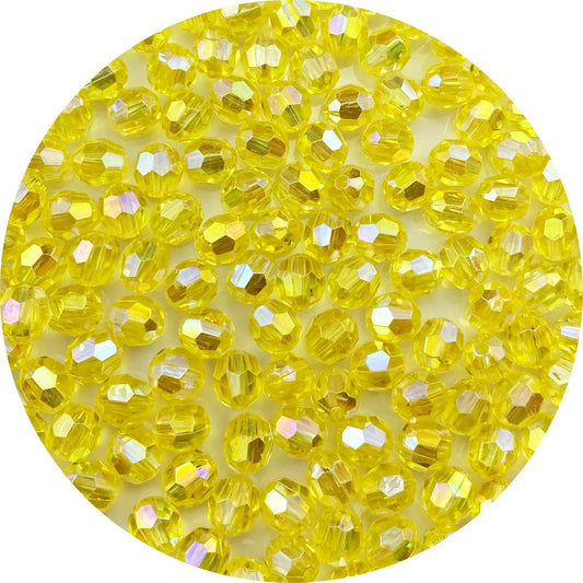 800pcs 6mm Glossy Acrylic Faceted Beads AB Color Crystal Round Plastic Spacer Crafts Bead for DIY Necklaces Bracelets Earrings Jewelry Making Bead Curtains Home Decoration(Tender Yellow AB)