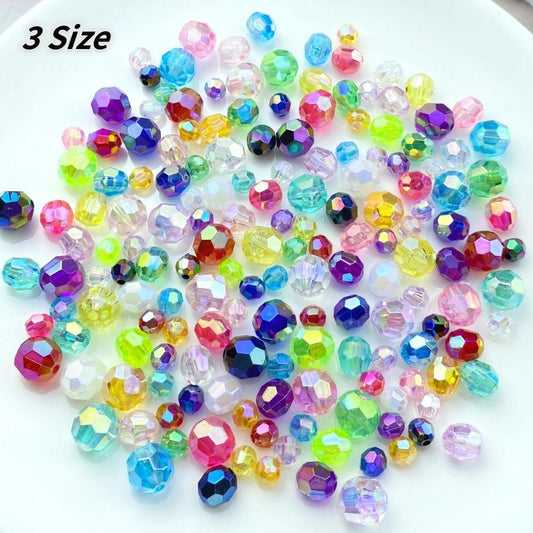 800pcs 6mm Glossy Acrylic Faceted Beads AB Color Crystal Round Plastic Spacer Crafts Bead for DIY Necklaces Bracelets Earrings Jewelry Making Bead Curtains Home Decoration(Tender Yellow AB)