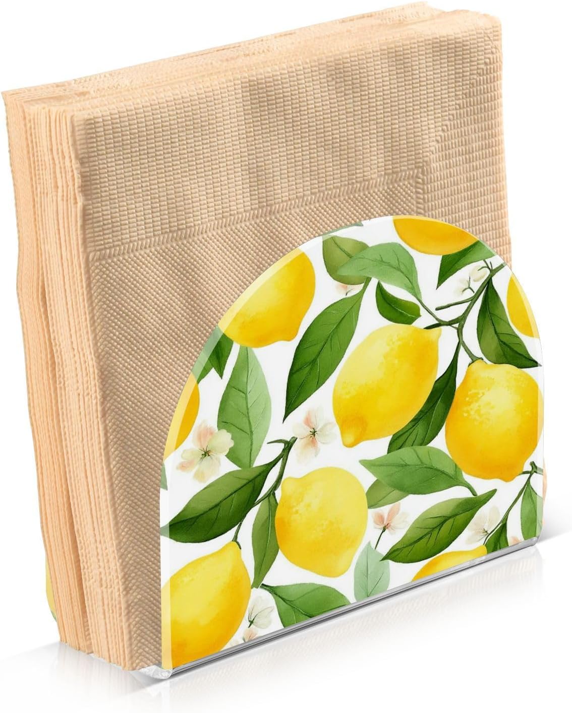 Napkin Holder Bright Yellow Lemons Tissue Paper Holder Set of 2 Dispenser U Shape Napkins Serviette Holders Shelf for Kitchen Dining Room Table Decor