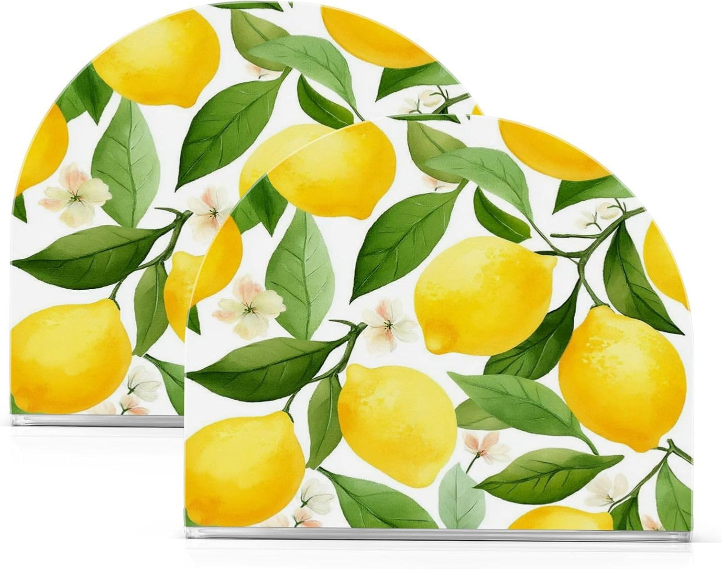 Napkin Holder Bright Yellow Lemons Tissue Paper Holder Set of 2 Dispenser U Shape Napkins Serviette Holders Shelf for Kitchen Dining Room Table Decor