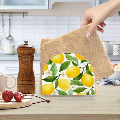 Napkin Holder Bright Yellow Lemons Tissue Paper Holder Set of 2 Dispenser U Shape Napkins Serviette Holders Shelf for Kitchen Dining Room Table Decor