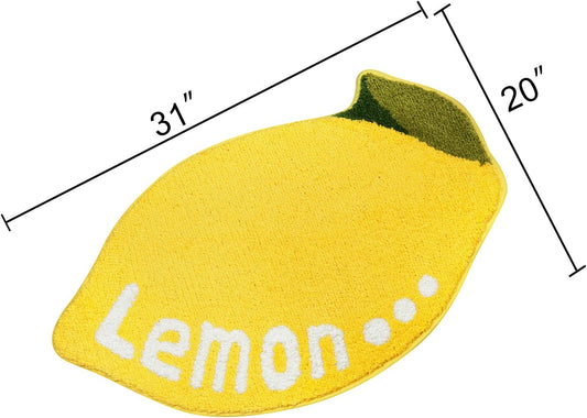 Bathroom Rugs Mat 31.5x19.7IN Lemon Shaped Bath Mat for Bathroom Non Slip Washable Soft Absorbent Cute Yellow Bath Rug Plush Bath Carpet for Tub Shower Sink Fluffy Entryway Doormat