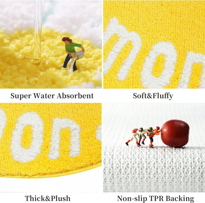 Bathroom Rugs Mat 31.5x19.7IN Lemon Shaped Bath Mat for Bathroom Non Slip Washable Soft Absorbent Cute Yellow Bath Rug Plush Bath Carpet for Tub Shower Sink Fluffy Entryway Doormat