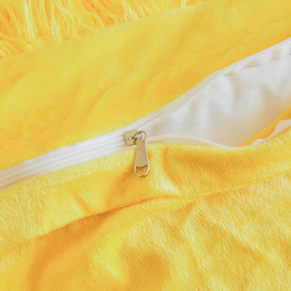 Fluffy Plush Yellow Comforter Cover Set, Luxury Ultra Soft Faux Fur Duvet Cover 3 Pieces (1 Fuzzy Duvet Cover + 2 Shaggy Pillowcases), Zipper Closure (Queen, Yellow)