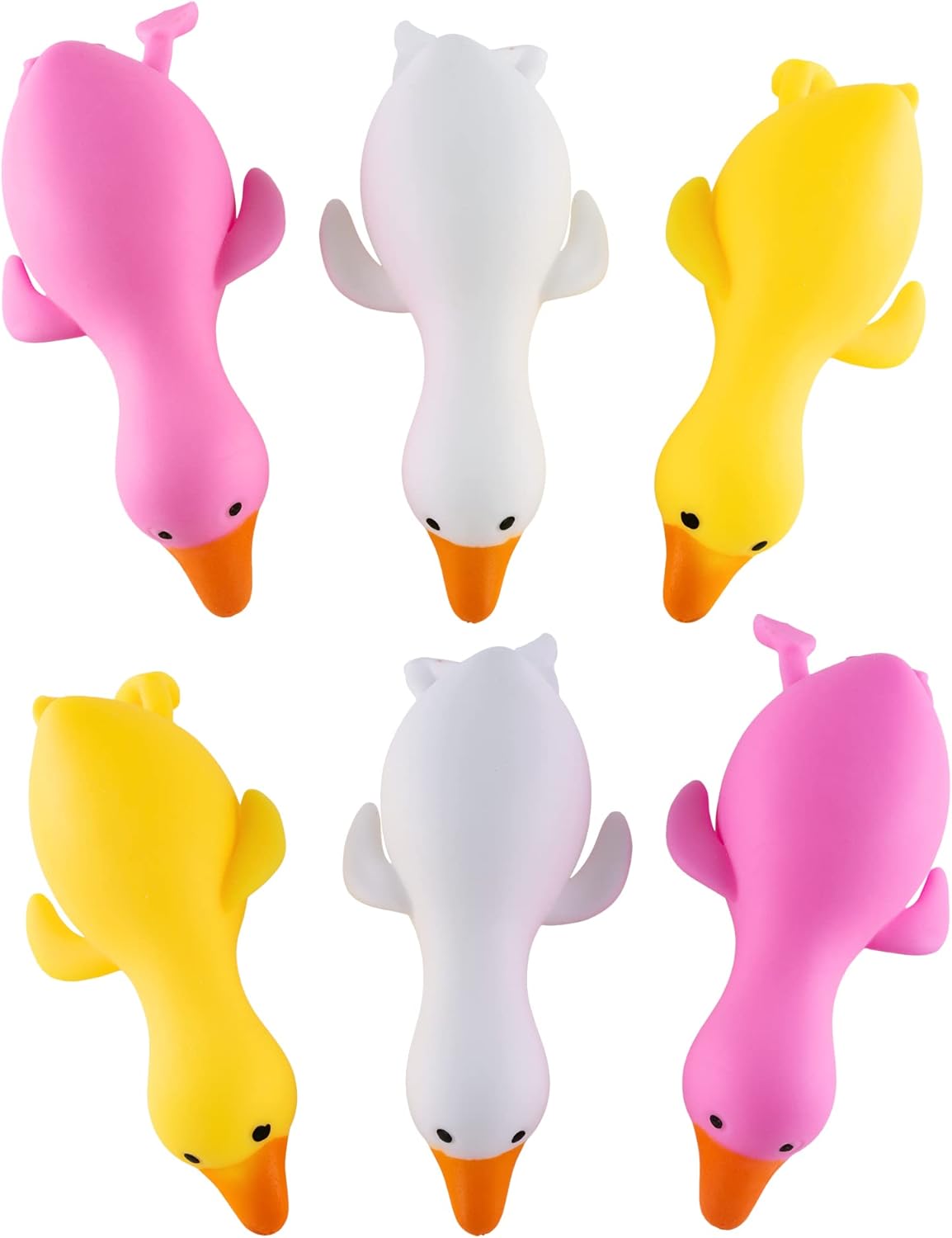 Stress Relief Squeezing Rubber Jelly Ducks for Kids and Adults - Anti-Stress, Help Anxiety and Improve Focus, ADHD Sensory Toys Gift Set for Classroom Prize, Party Goodie Bag (6 Pack)