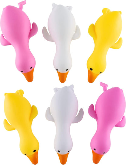 Stress Relief Squeezing Rubber Jelly Ducks for Kids and Adults - Anti-Stress, Help Anxiety and Improve Focus, ADHD Sensory Toys Gift Set for Classroom Prize, Party Goodie Bag (6 Pack)