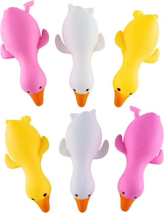 Stress Relief Squeezing Rubber Jelly Ducks for Kids and Adults - Anti-Stress, Help Anxiety and Improve Focus, ADHD Sensory Toys Gift Set for Classroom Prize, Party Goodie Bag (6 Pack)