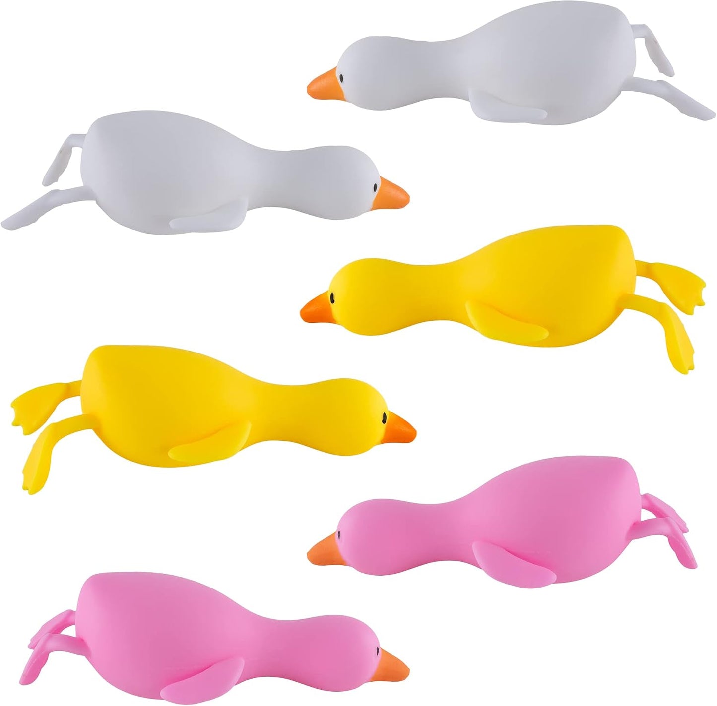 Stress Relief Squeezing Rubber Jelly Ducks for Kids and Adults - Anti-Stress, Help Anxiety and Improve Focus, ADHD Sensory Toys Gift Set for Classroom Prize, Party Goodie Bag (6 Pack)