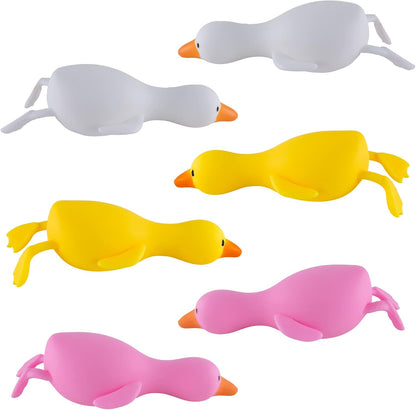 Stress Relief Squeezing Rubber Jelly Ducks for Kids and Adults - Anti-Stress, Help Anxiety and Improve Focus, ADHD Sensory Toys Gift Set for Classroom Prize, Party Goodie Bag (6 Pack)