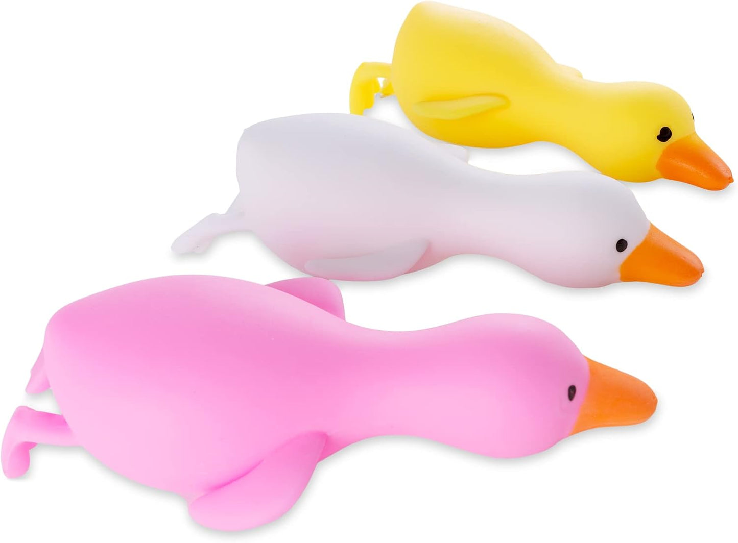 Stress Relief Squeezing Rubber Jelly Ducks for Kids and Adults - Anti-Stress, Help Anxiety and Improve Focus, ADHD Sensory Toys Gift Set for Classroom Prize, Party Goodie Bag (6 Pack)