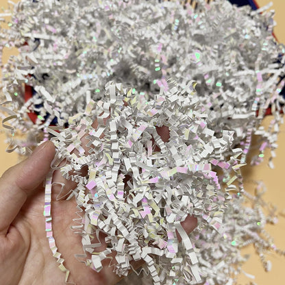 Crinkle Cut Paper Shred Filler, Shredded Paper for Gift Box, Crinkle Paper Cut Paper Easter Grass Tissue Paper for Gift Wrapping & Basket Filling（Light Yellow）