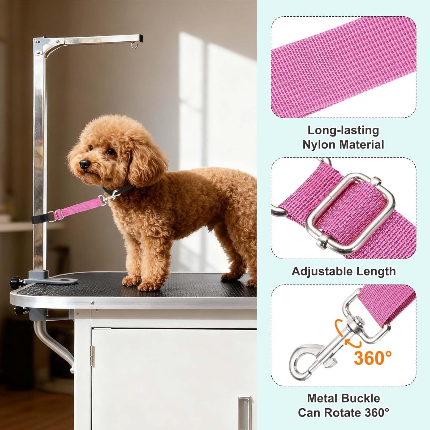 Dog Grooming Loop, Dog Grooming Harness Table Arm Accessories Adjustable Secure and Stable Extender Bathing Restraint Leashes (Yellow/Orange, 2 Pcs), for Pet Bathing